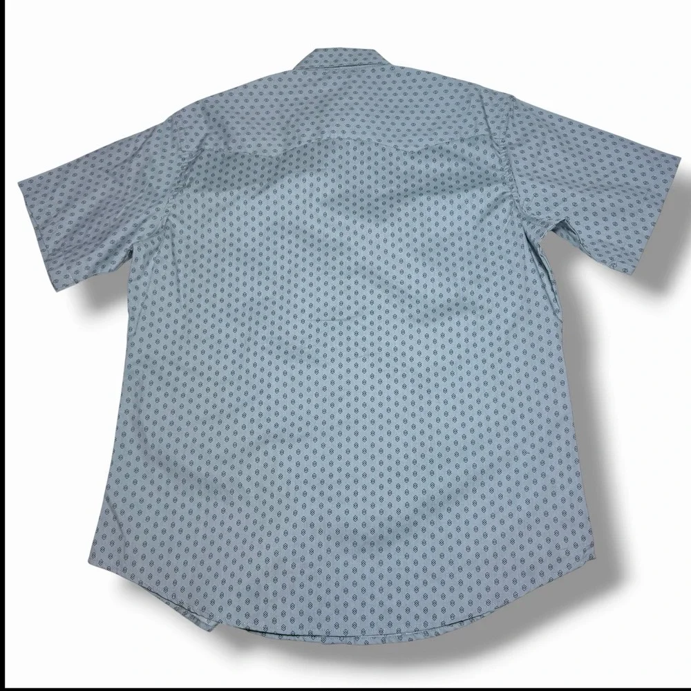 Wrangler Western Pearl Snap Shirt Men Large Short Sleeve Grey Geometric Diamond